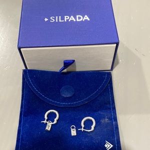Silpada Twisted Crystal Earrings. Small silver .925 hoop earrings with CZ!